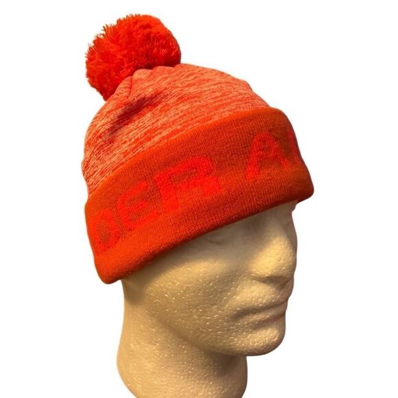 Under Armour Neon Orange Beanie Toboggan Hat Youth Unisex Girl One Size with Pon - Picture 2 of 6